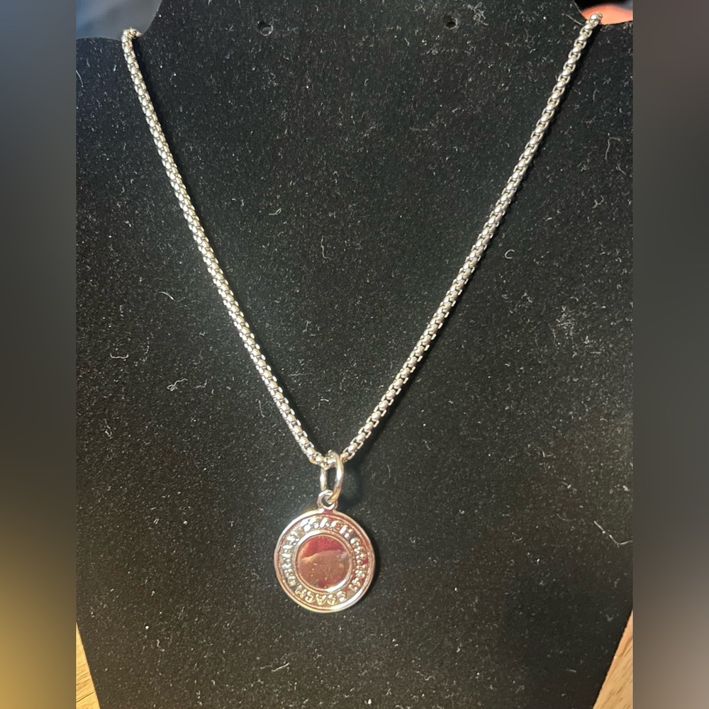 Coach Charm Pendant w/ NEW 18” Box Chain Necklace Silver Stainless Steel​